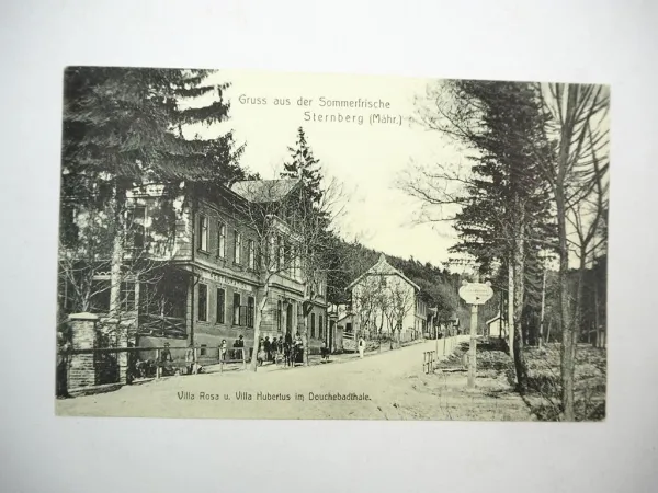 AK Sternberg Mähren Villa Rosa u. Hubertus Douchebadthal ca. 1908 Tschechien