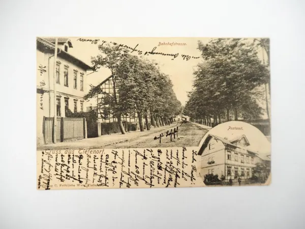 Ak Tiefenort Bahnhofstrasse Postamt b. Bad Salzungen 1902 Thüringen