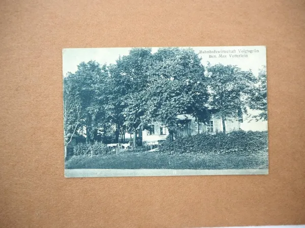 AK Voigtsgrün Bahnhofswirtschaft Vetterlein Neuensalz im Vogtlandkreis ca. 1920