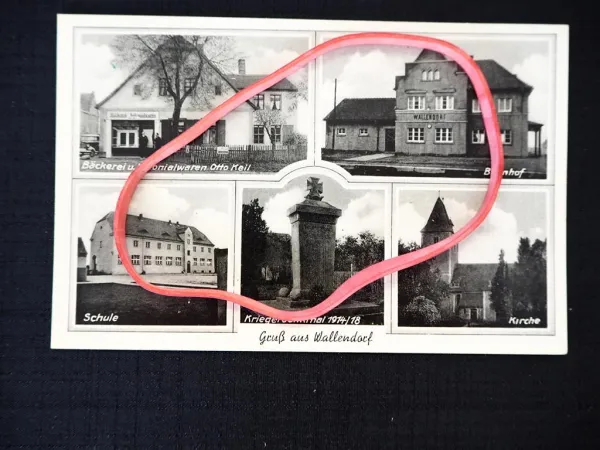 AK Wallendorf Luppe Merseburg Bahnhof Bäckerei Otto Keil ca. 1935 ungelaufen