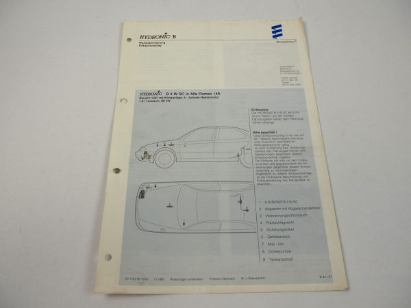 Alfa Romeo 145 Bj. 1997 Eberspächer Hydronic B4WSC Einbau Heizgerät