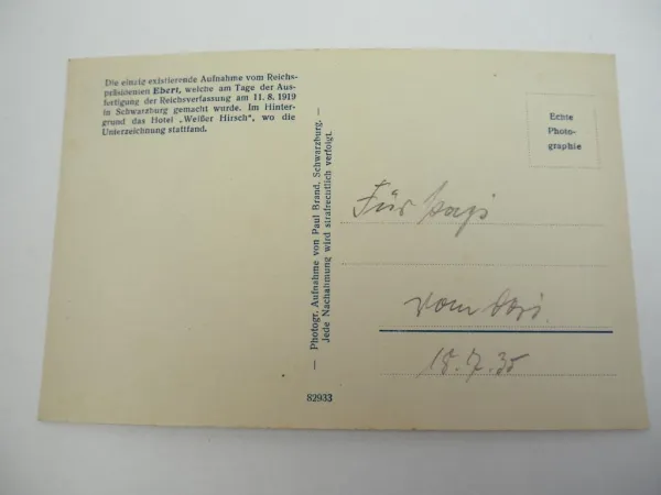 alle Foto AK Schwarzburg Friedrich Ebert Gedenkstein Hotel Weißer Hirsch 1935