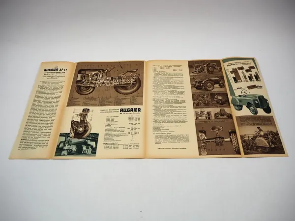 Allgaier AP 17 System Porsche Dieselschlepper Prospekt Technische Daten 1952