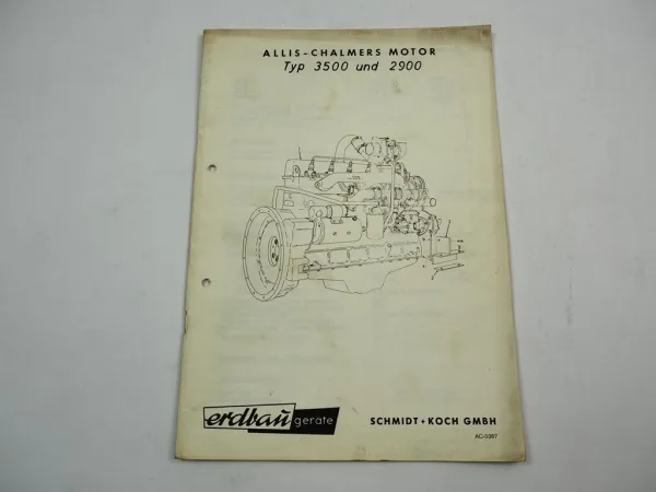 Allis Chalmers 2900 3500 Motor für Baufahrzeuge Betriebsanleitung Wartung