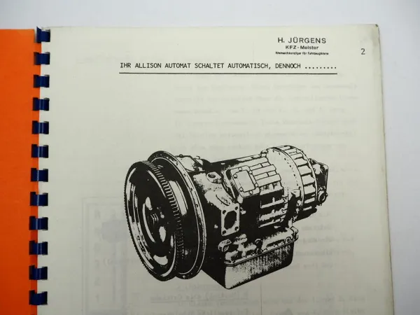 Allison HT 740 750 754 750 CR DR Automatikgetriebe Schulungshandbuch 1980er J.