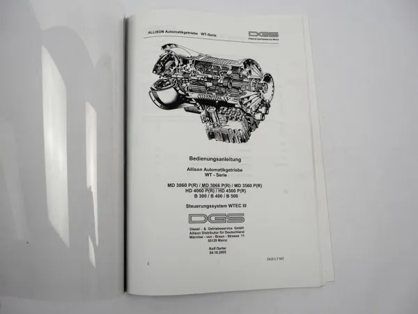 Allison WT Serie Automatikgetriebe MD HD Schulungsunterlage Bedienung 2005
