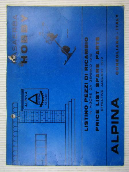 Alpina Rasaerba Hobby Spare parts List Listino pezzi di ricambio 1972