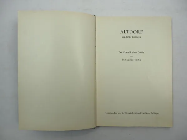 Altdorf Chronik eines Dorfes 1975 P. Veith Baden-Württemberg Landkreis Esslingen
