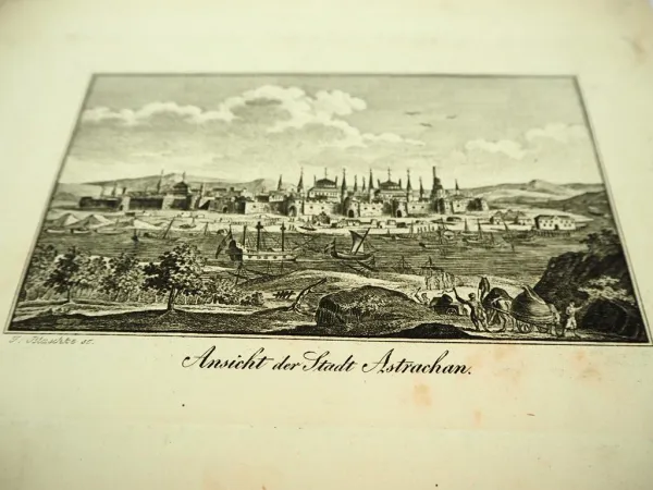 Alter Stich Astrachan Russland Hafen Wolga ca. 1830 J. Blaschke
