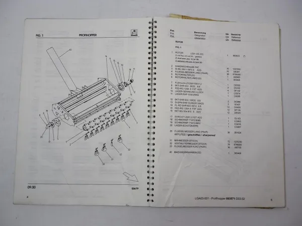 Amazone Profihopper LGA Mähmaschine Ersatzteilliste Spare Parts List 2001
