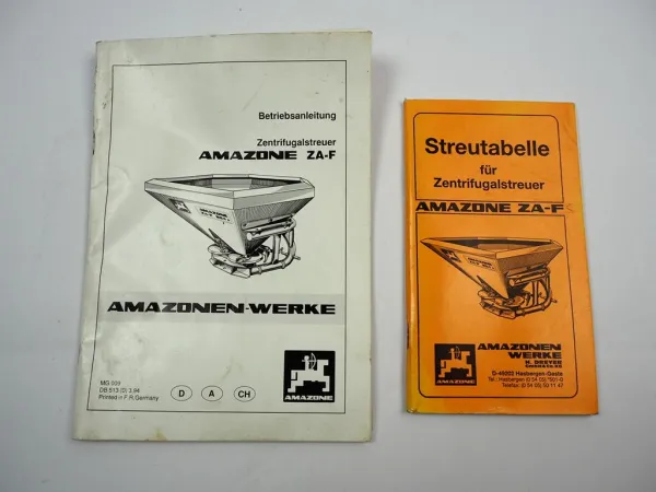 Amazone ZA-F Zentrifugalstreuer Bedienungsanleitung Streutabelle 1993/94