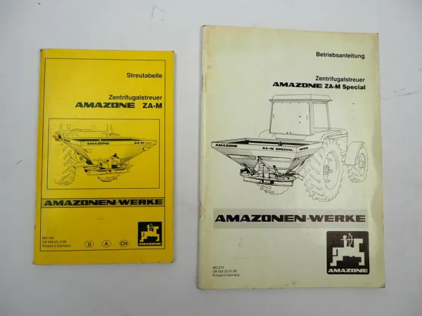 Amazone ZA-M Special Zentrifugalstreuer Betriebsanleitung Streutabelle 1995/96