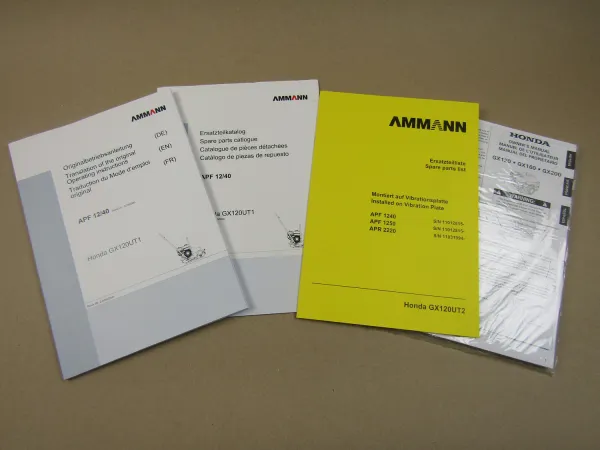 Ammann APF 12/40 Bedienungsanleitung Ersatzteilliste 2018 + Honda Motor 2016