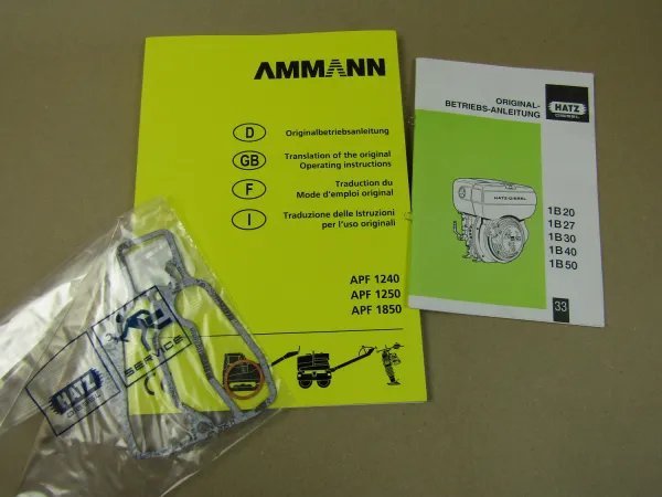 Ammann APF 1240 1250 1850 + Hatz 1B20 Bedienungsanleitung Wartung Betrieb 2012
