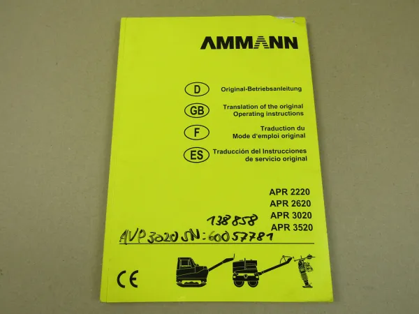 Ammann APR 2220 2620 3020 3520 Bedienungsanleitung Operating instructions 2012