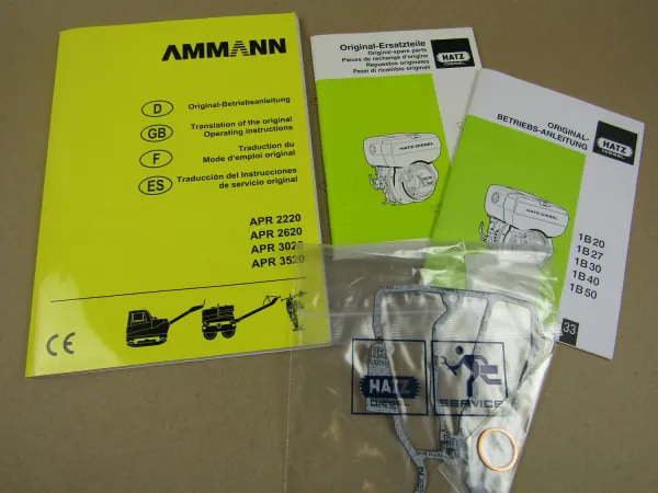 Ammann APR 2220 2620 3020 3520 u Hatz Bedienungsanleitung + Ersatzteilliste Moto