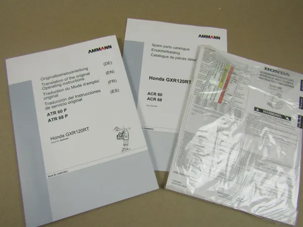 Ammann ATR 60 68 Rammverdichter Bedienungsanleitung + Motor Ersatzteilliste BA