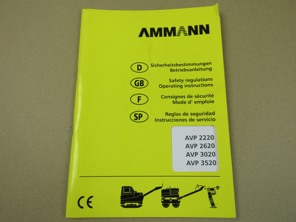 Ammann AVP 2220 2620 3020 3520 Rüttelplatte Bedienungsanleitung Wartung 2005