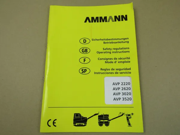 Ammann AVP 2220 2620 3020 3520 Rüttelplatte Bedienungsanleitung Wartung 2005