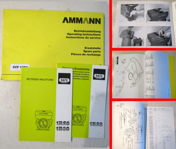 Ammann AVP1850 Vibrationsplatte Hatz1B20 Motor Betriebsanleitung Ersatzteilliste