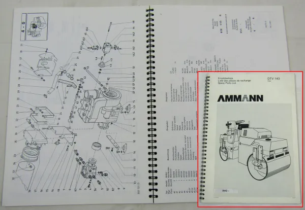 Ammann DTV143 Walze Ersatzteilliste Parts list Pieses rechange 4/1992