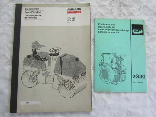 Ammann Duomat DTV112 DTV113 Walze Ersatzteilliste 9/1989 und Hatz 2G30 Motor