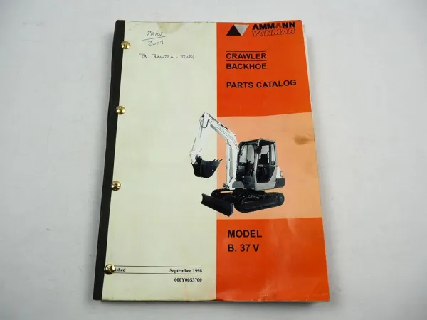 Ammann Yanmar B37 B.37 V Minibagger Crawler Backhoe Ersatzteilliste Parts List