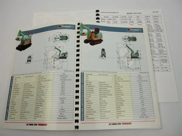 Ammann Yanmar Scoppy VIO B05 bis B50 Minibagger Prospekte Techn. Daten Vergleich
