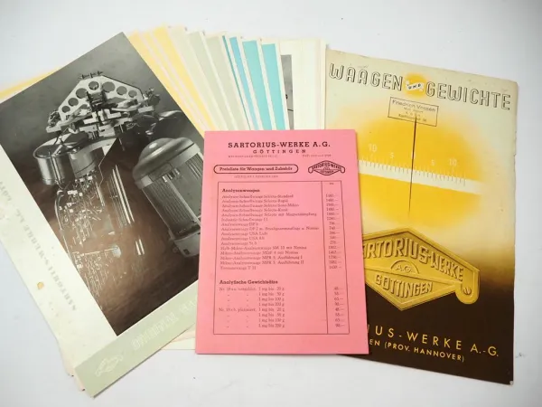 Analysen Waage & Gewichte 18 Prospekte Sartorius Werke AG Göttingen 1953