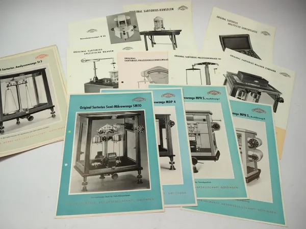 Analysen Waage & Gewichte 18 Prospekte Sartorius Werke AG Göttingen 1953