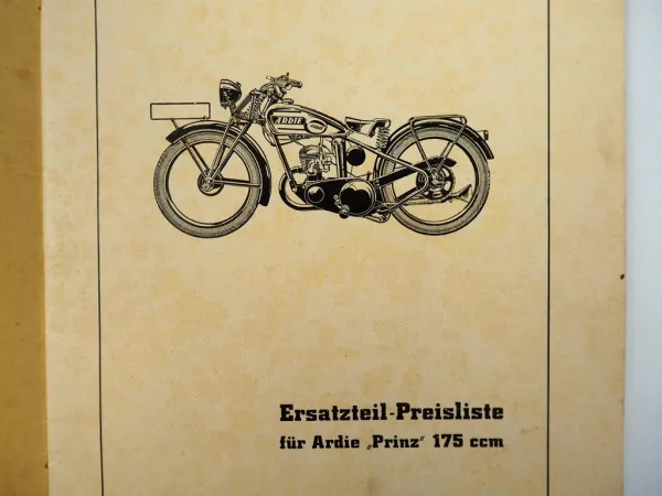 Ardie Prinz 175 ccm Motorrad Ersatzteil Preisliste 1932