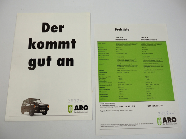 ARO 10.1 10.4 Geländewagen Prospekt Preisliste 1990er Jahre