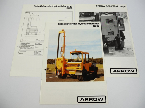 Arrow D500 Hydraulikhammer selbstfahrend Prospekt technische Daten Werkzeuge