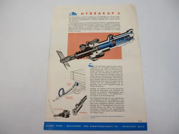 Ate Hydrakup S Ackerwagen Bremskupplung für Anhänger bis 7 to Prospekt 1962