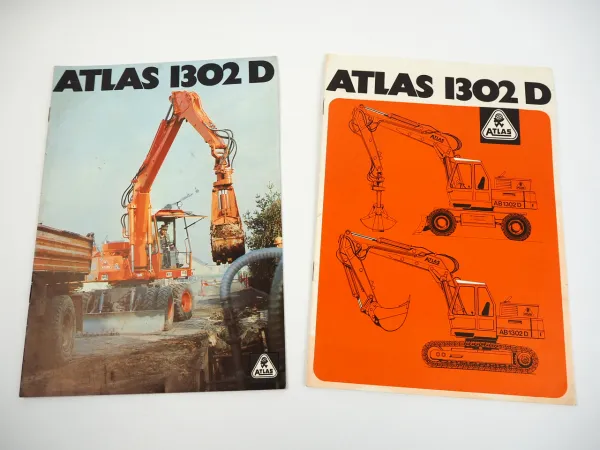 Atlas 1302D Hydraulikbagger 2x Prospekt Technische Daten 1977/78