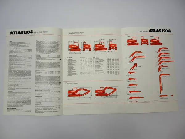 Atlas 1504 Raupenbagger Prospekt mit technischen Daten 1997