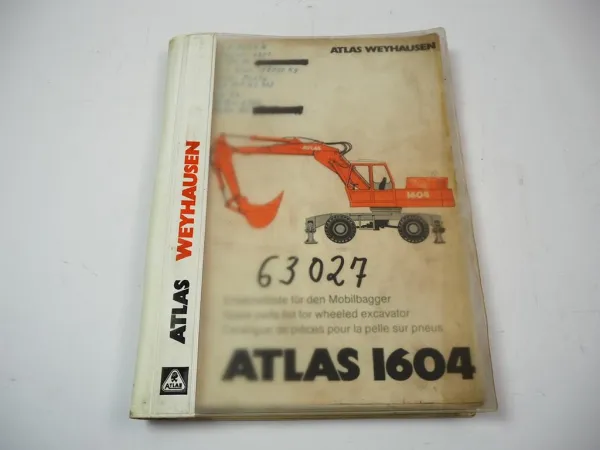 Atlas 1604M Mobilbagger Ersatzteilliste Schaltplan Elektrik Hydraulik 1988