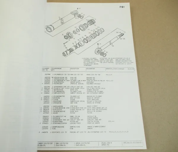 Atlas 1704 Mobilbagger Ersatzteilliste Parts List Pieces Rechange 2/1994
