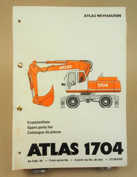 Atlas 1704M Serie 373 Bagger Ersatzteilliste Parts List Pieces Rechange 6/1996