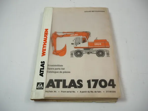 Atlas 1704M Serie 373 Mobilbagger Ersatzteilliste Spare Parts List 1996