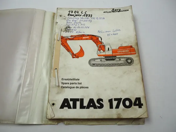 Atlas 1704R Serie 372 Raupenbagger Ersatzteilliste Spare Parts List 1994