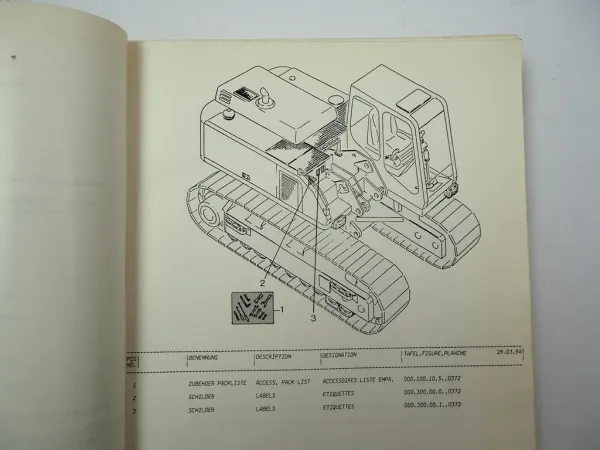 Atlas 1704R Serie 372 Raupenbagger Ersatzteilliste Spare Parts List 1994