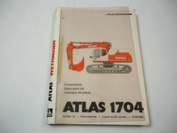Atlas 1704R Serie 373 Raupenbagger Ersatzteilliste Spare Parts List 1996