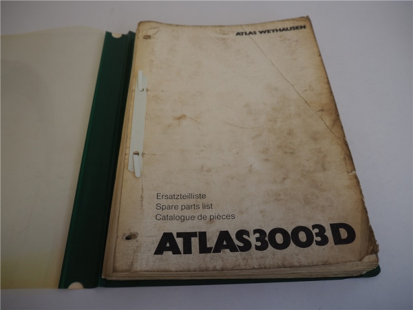 Atlas 3003 D Ersatzteilliste Parts List Pieces Rechange mit Hydraulikplan 1988