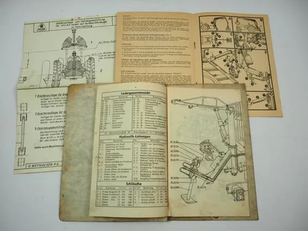 Atlas 320 Bauernlader Bagger Betriebsanleitung Anbau Ersatzteilliste 1961