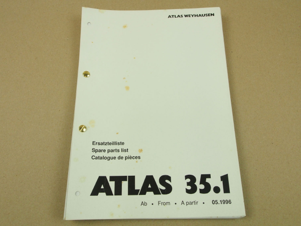 Atlas 35.1 Ersatzteilliste Parts List Catalogue de pieces Ausgabe 8/1997