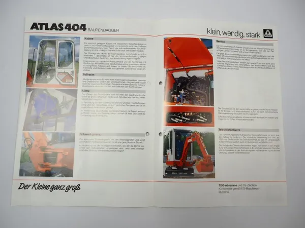 Atlas 404 Raupenbagger Minibagger Prospekt mit technischen Daten 1997