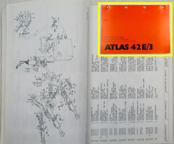 Atlas 42E/3 Radlader Ersatzteilliste 1998 Spare parts list Catalogue de pieces