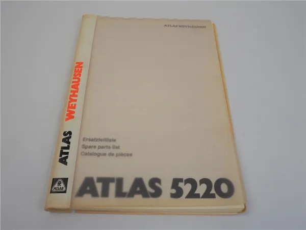 Atlas 5220 Ersatzteilliste Parts List Pieces Rechange mit Hydraulikplan 1992