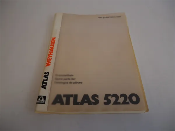 Atlas 5220 Ersatzteilliste Parts List Pieces Rechange mit Hydraulikplan 1992